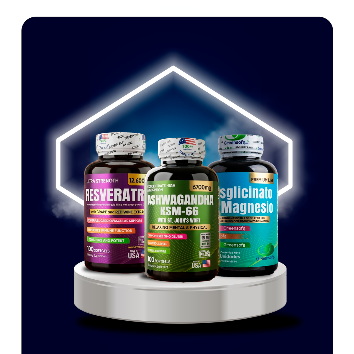RESVERATROL + ASHWAGANDHA + BISGLICINATO DE MAGNESIO